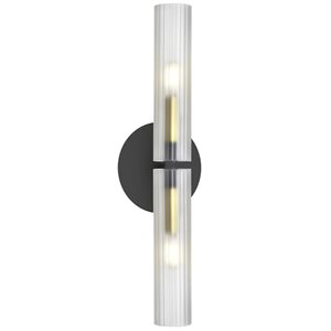 Dainolite Wand 2-Light Wall Sconce - Matte Black/Aged Brass - Frosted Glass