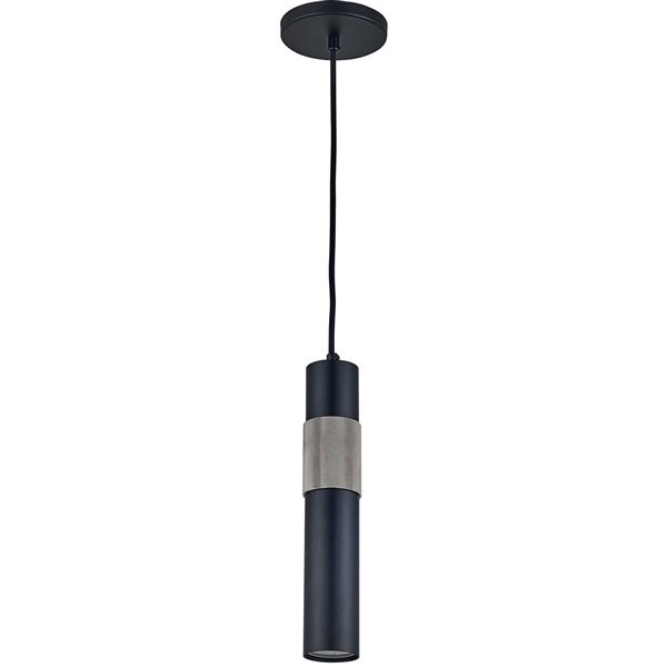 Dainolite Passwell 1-Light Pendant - Matte Black/Satin Chrome