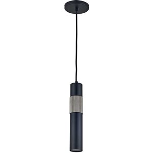 Dainolite Passwell 1-Light Pendant - Matte Black/Satin Chrome