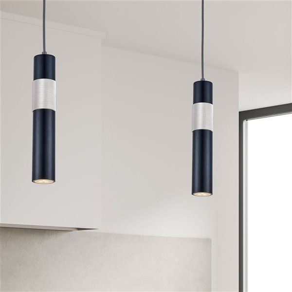 Dainolite Passwell 1-Light Pendant - Matte Black/Satin Chrome