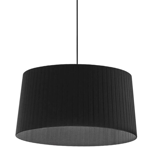 Luminaire suspendu Ramira de Dainolite noir mat 1 lumière à incandescence, abat-jour à ruban noir