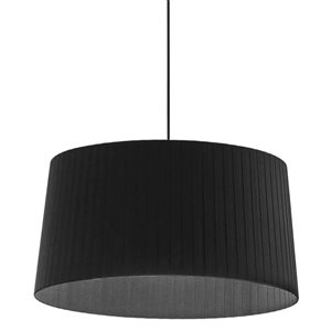 Dainolite Ramira 1-Light Incandescent Matte Black Pendant - Black Ribbon Shade