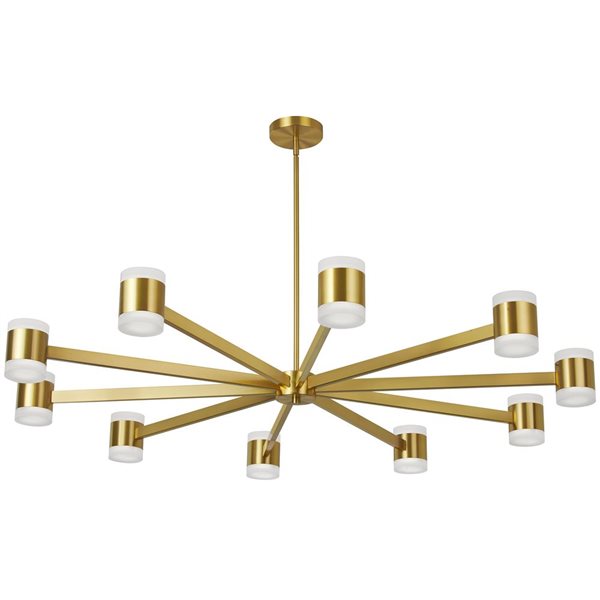 Dainolite Wilson 48-in dia. 10-Light Aged Brass Modern Integrated LED Chandelier w/ White Acrylic Diffuser