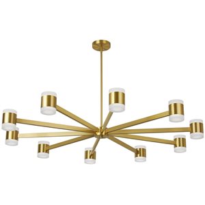 Dainolite Wilson 48-in dia. 10-Light Aged Brass Modern Integrated LED Chandelier w/ White Acrylic Diffuser