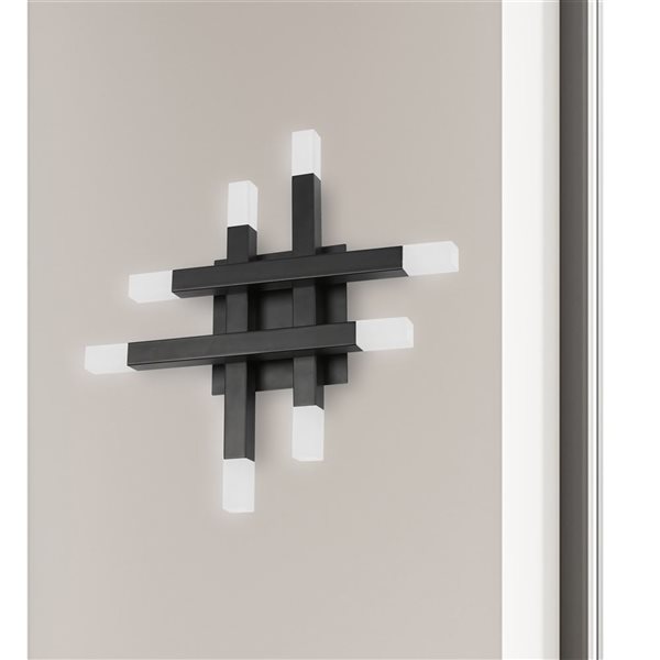 Applique murale 14 W noir mat Acasia de Dainolite, diffuseur en acrylique givré