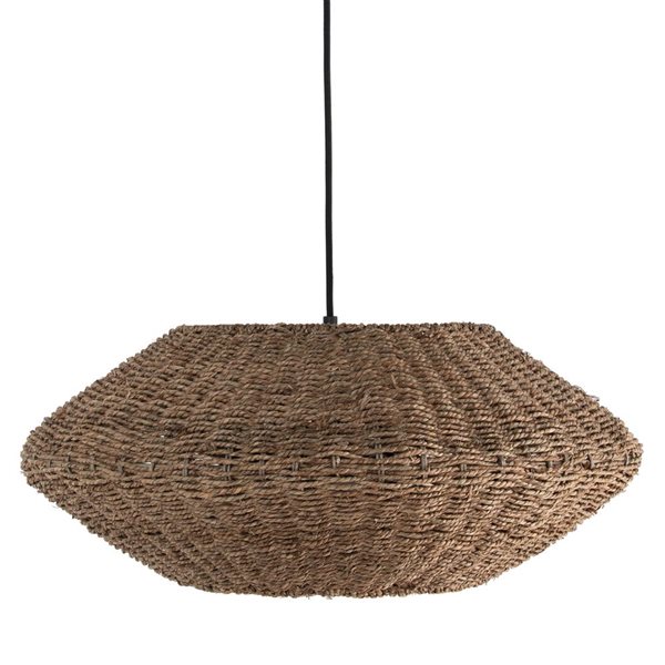 Dainolite Pourel 3-Light Small Natural Shade Pendant - Matte Black Finish