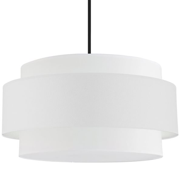 Luminaire suspendu Priya de Dainolite à 4 lumières de 30 po de diamètre noir mat, abat-jour blanc