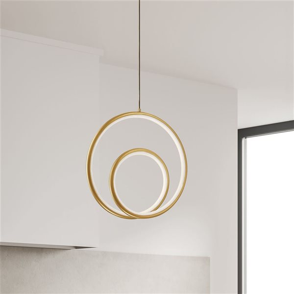 Dainolite Gabriel LED 22 W Aged Brass Pendant - White Silicone Diffuser