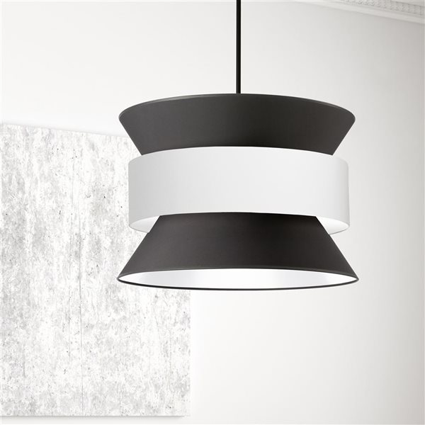 Dainolite Questa 4-Light Transitional Pendant - Black/White Shade