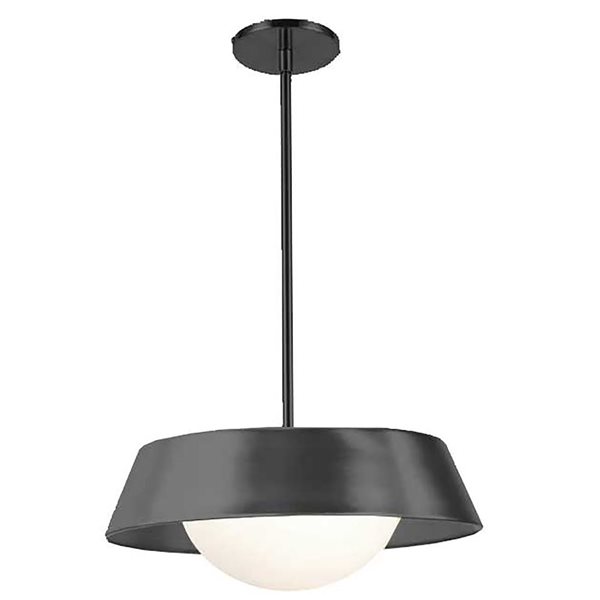 Dainolite Palatine 10 W Matte Black Pendant - Opal White Glass