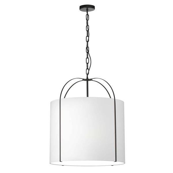 Suspension à abat-jour blanc Quincy de Dainolite 3 lumières, noir mat