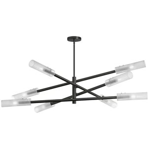 Dainolite Wand 8-Light Frosted Glass Pendant - Matte Black