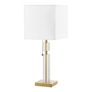 Lampe de table 1 lumière Fernanda de Dainolite en laiton patiné avec abat-jour blanc