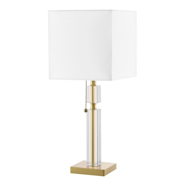 Dainolite Fernanda 1-Light Aged Brass Table Lamp with White Shade