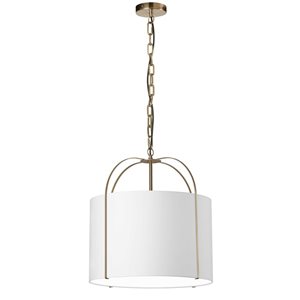 Dainolite Quincy 1-Light Gold Pendant with White Shade