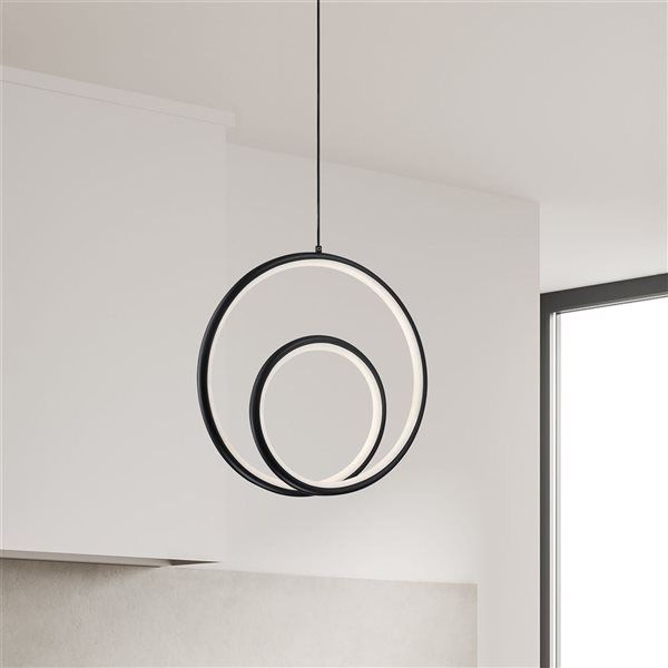 Dainolite Gabriel 22 W LED Matte Black Pendant - White Silicone Diffuser