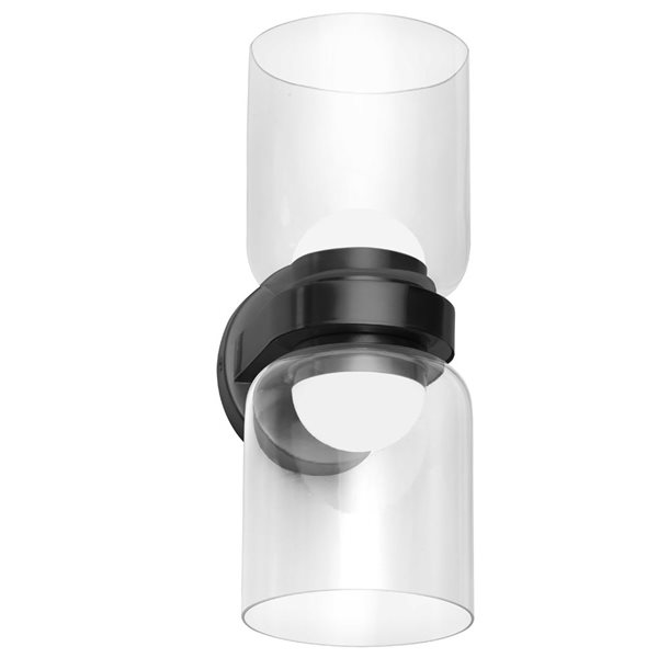 Dainolite Nadine 20 W 2-Light LED Matte Black Wall Sconce - Clear Glass