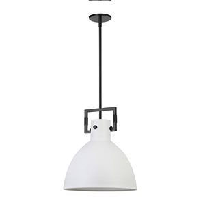 Suspension à abat-jour en métal blanc mat Liberty de Dainolite 1 lumière, noir mat