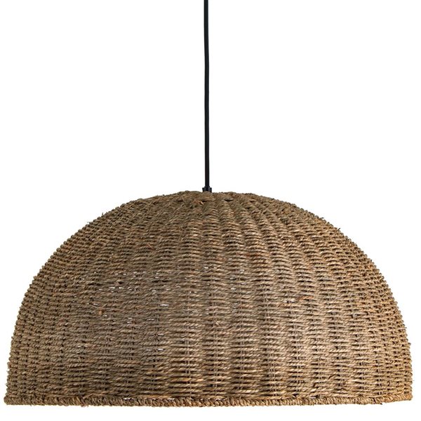 Dainolite Pourel 3-Light Large Matte Black Pendant - Natural Shade