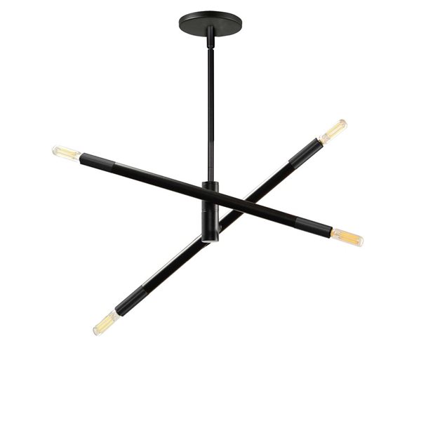 Dainolite Wand 4-Light Matte Black Pendant