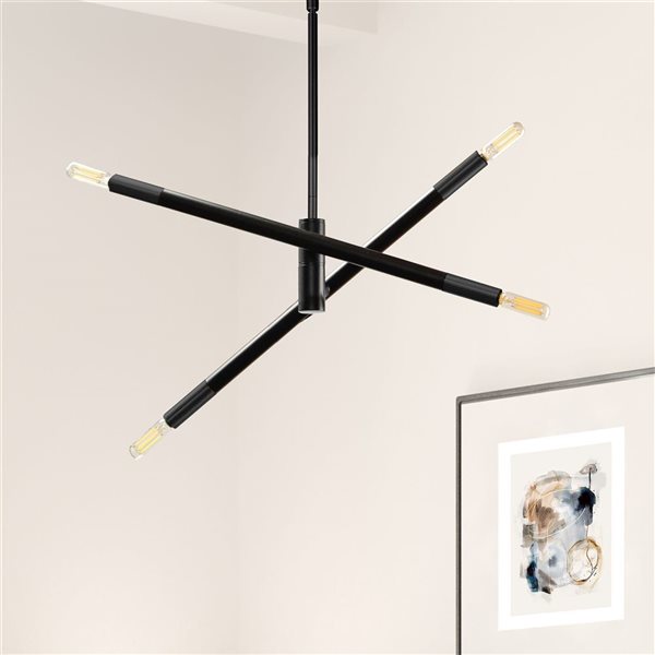 Dainolite Wand 4-Light Matte Black Pendant
