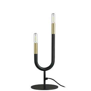 Lampe de table Wand de Dainolite 2 lumières, fini noir mat/laiton patiné