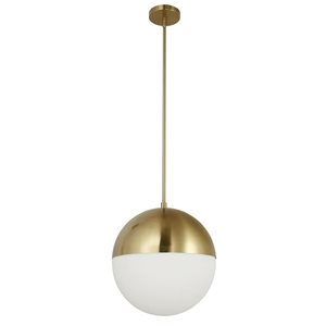 Suspension Dayana de Dainolite à 3 lumière en laiton patiné, verre opale blanc