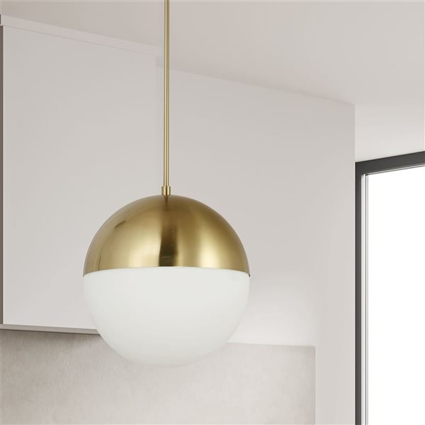 Dainolite Dayana 3-Light Aged Brass Pendant - White Opal Glass