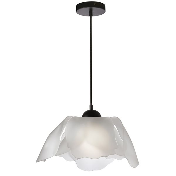 Dainolite Passion 1-Light Matte Black Pendant - Frosted Acrylic Diffuser