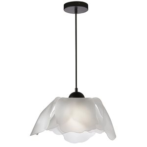 Dainolite Passion 1-Light Matte Black Pendant - Frosted Acrylic Diffuser