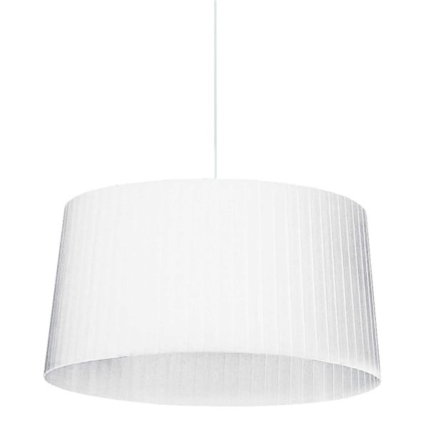 Dainolite Ramira 1-Light Matte White Incandescent Pendant - White Ribbon Shade