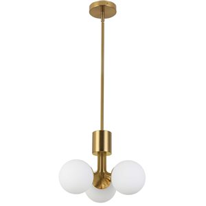 Dainolite Amanda 3-Light Aged Brass Pendant - White Opal Glass