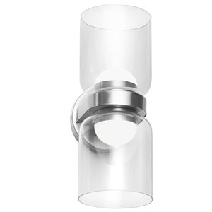 Applique en chrome poli Nadine de Dainolite 20 W à DEL 2 lumières, verre transparent