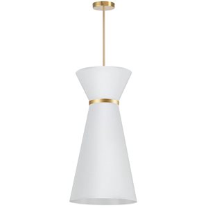 Dainolite Caterine 1-Light 14-in dia Aged Brass Pendant - Gold Ring/White Shade