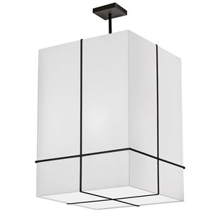 Dainolite Raquel 4-Light Incandescent Matte Black Pendant with White Shade