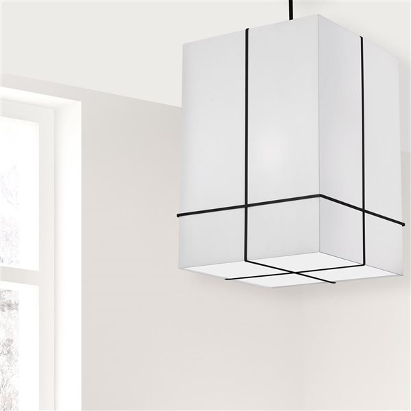 Dainolite Raquel 4-Light Incandescent Matte Black Pendant with White Shade