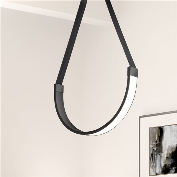 Dainolite Regan 30 W LED Matte Black Pendant - White Silicone Diffuser