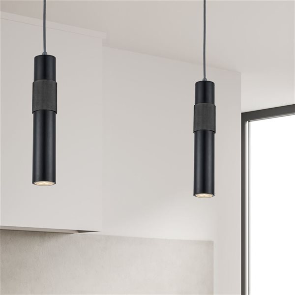 Lampe suspendue noir mat 1 lumière Passwell de Dainolite