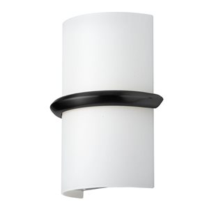 Dainolite Wallace 14 W Matte Black Wall Sconce - Opal White Glass