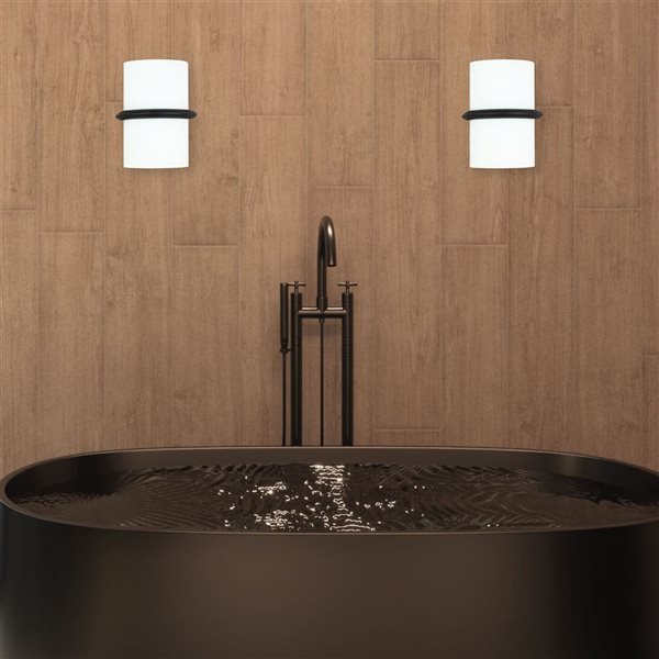 Dainolite Wallace 14 W Matte Black Wall Sconce - Opal White Glass