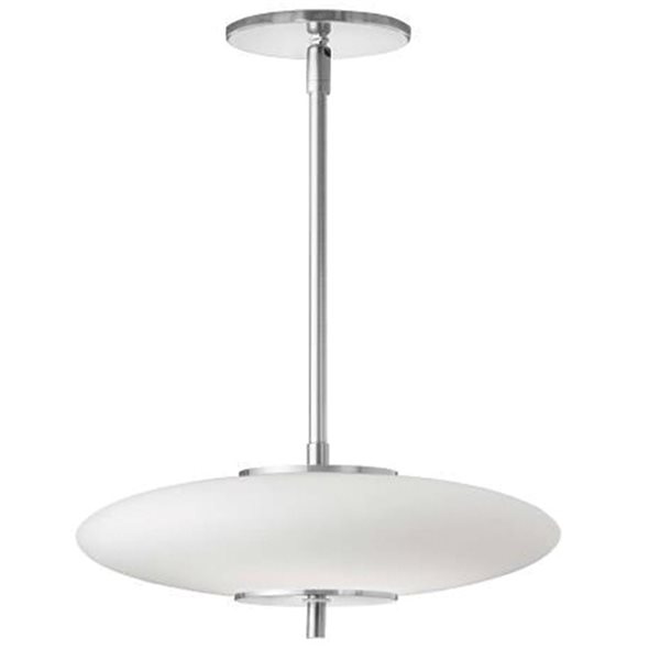 Luminaire suspendu à DEL Maddie de Dainolite 20 W en chrome brillant à verre blanc opale