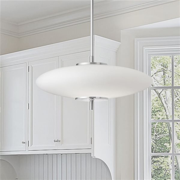 Dainolite Maddie 20 W LED Polished Chrome Pendant with Opal White Glass