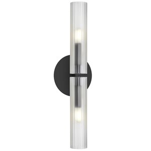 Dainolite Wand 2-Light Matte Black Wall Sconce - Frosted Glass