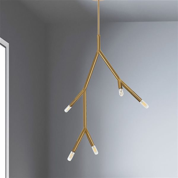 Dainolite Morgan 5-Light Aged Brass Pendant