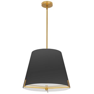 Dainolite Preston 4-Light 19-inch dia Aged Brass Pendant with Black Fabric Shade