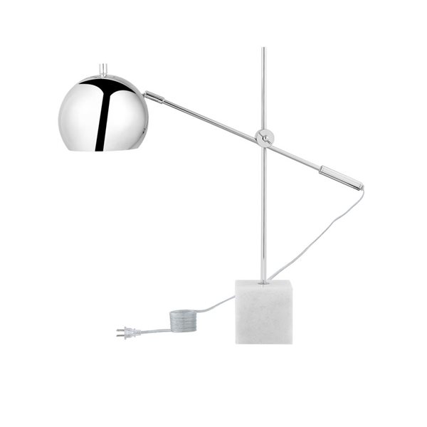 Inspired Home Citlalli Table Lamp, 5ft Power Cord, Marble Stone Base, Chrome