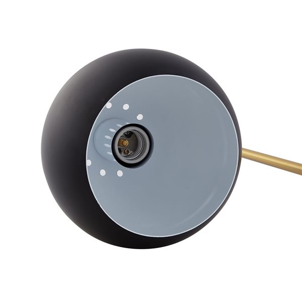 Inspired Home Zac Table Lamp, 5ft Power Cord, Marble Stone Base, Black