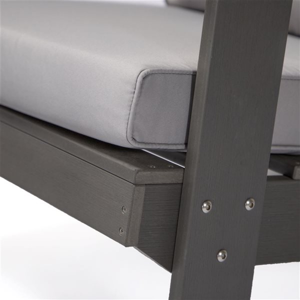 Inspired Home Natali Outdoor 3pc Seating Set : 2 Chairs, 1 Table, Dark Grey