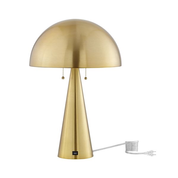 Inspired Home Esai Table Lamp, USB Charger, Brass