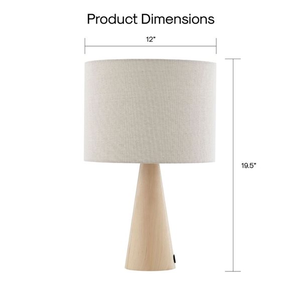 Inspired Home Emberlee Table Lamp, 5ft Power Cord, USB Charger, Beige